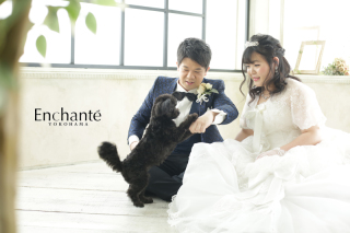 大人気わんちゃんと一緒のフォトウェディング