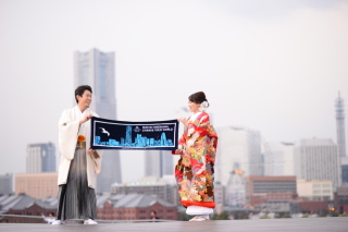 和装で大桟橋撮影♡