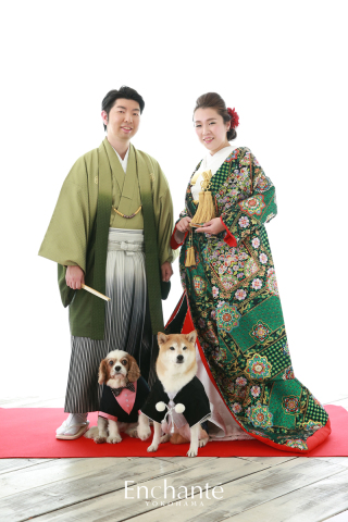 わんちゃんと一緒にお着物で後撮り