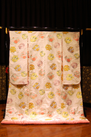 白地　七宝　花の丸紋/0122991