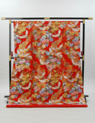 赤地　飛鶴　几帳　四季の花/0113176