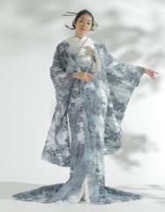 オーガンジー打掛　くすみブルー／0153326