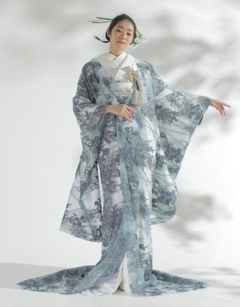 オーガンジー打掛　くすみブルー／0153326