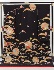 0220597/黒地　雪輪　桜