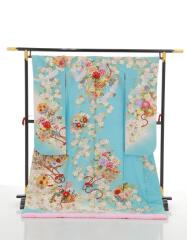 ブルー金桜に花車鶴/0153289