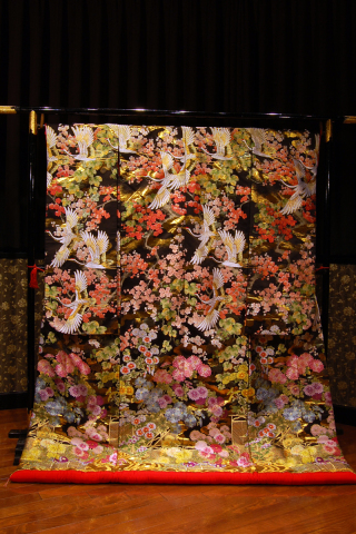 黒地　鶴　梅　桜/0143007