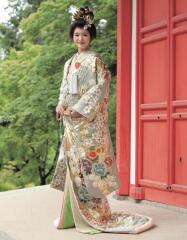 青磁色　熨斗目に鞠絵桜/0153312