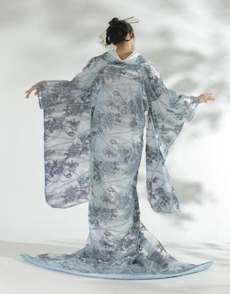 オーガンジー打掛　くすみブルー／0153326