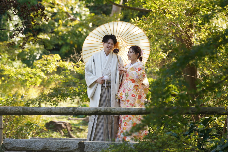 橋＆番傘で雰囲気UP