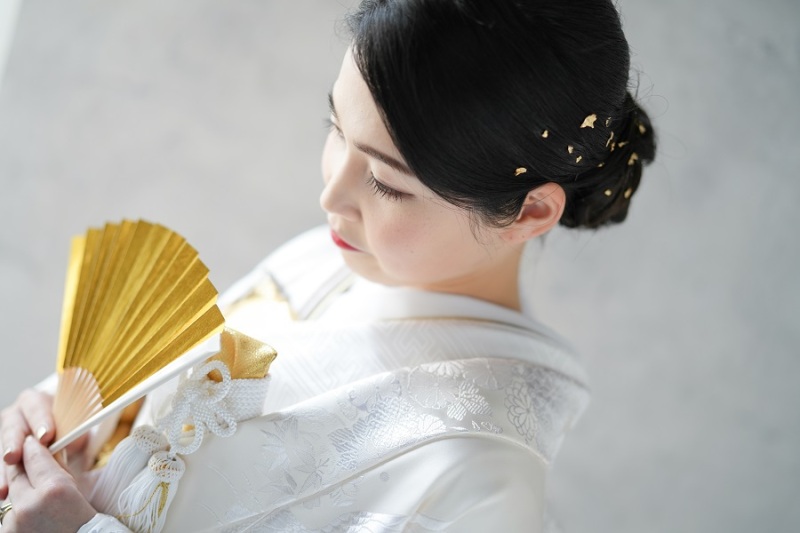 金箔をあしらったヘアセット