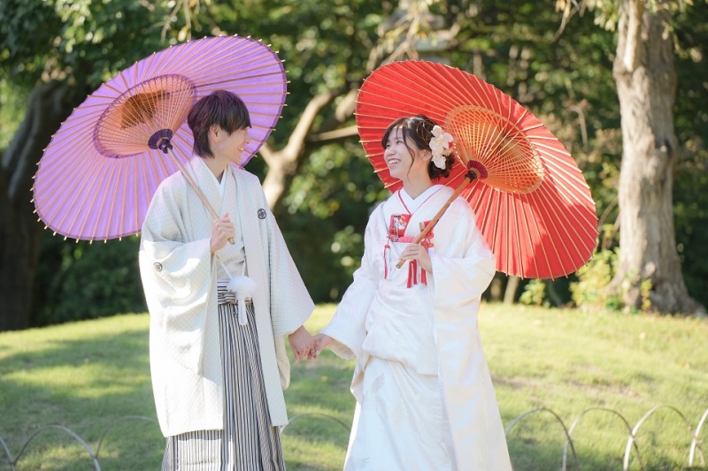 白無垢と白紋服で