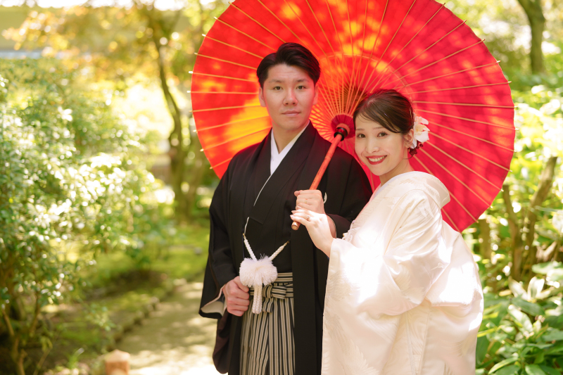 外での番傘撮影