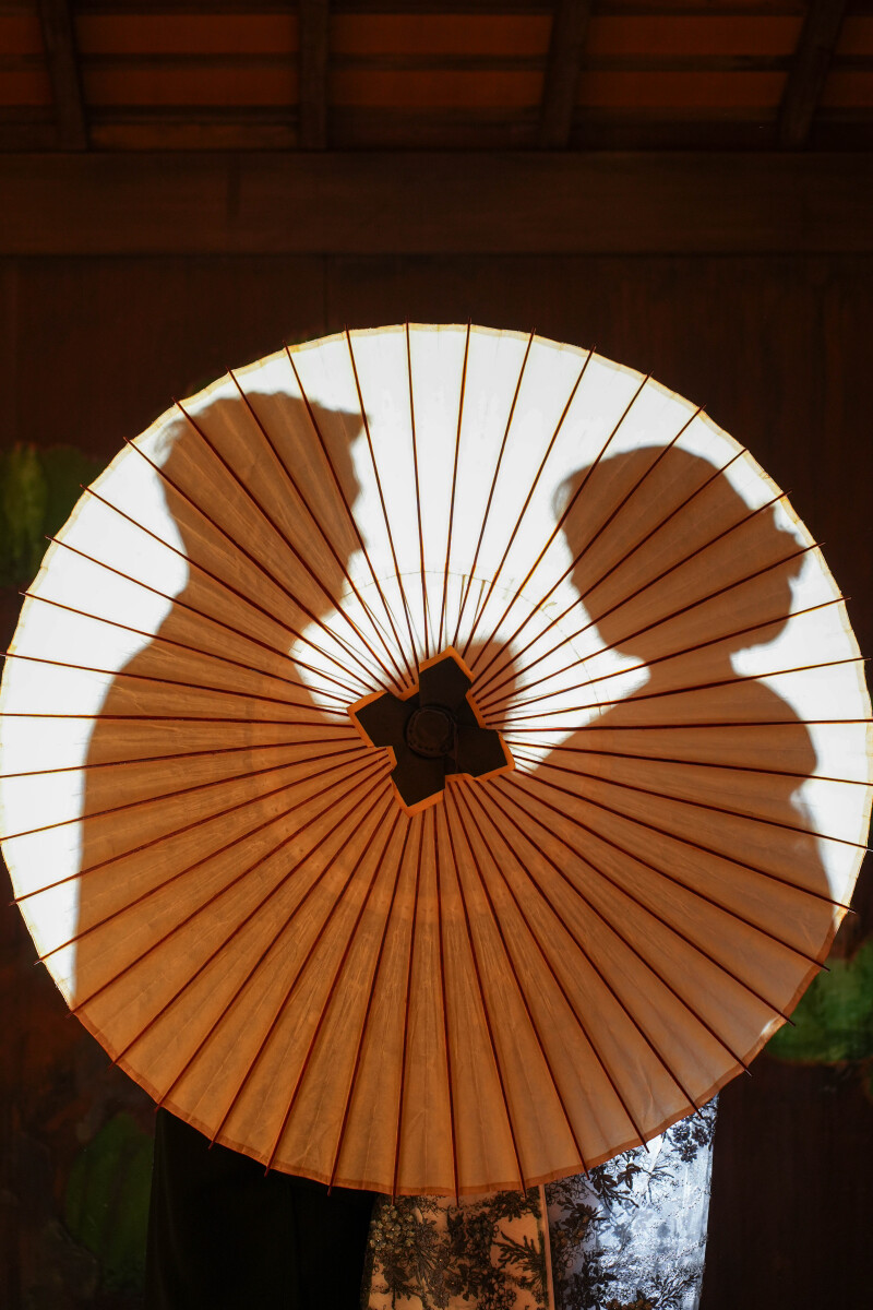 番傘に映る、ふたりの影