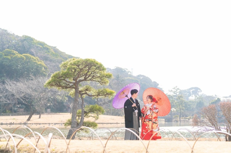 自然をバックに