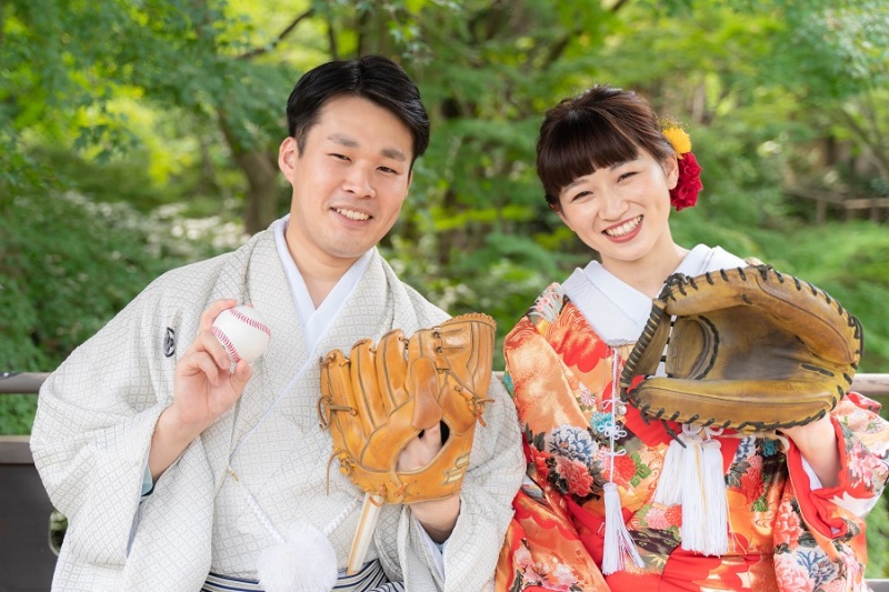 グローブと和装♪