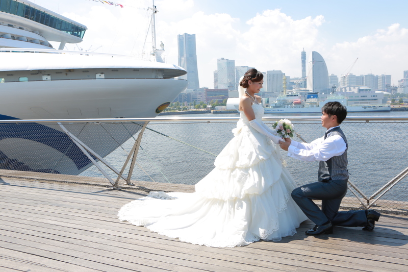 みなとみらいの景色とダイヤモンドプリンセス号