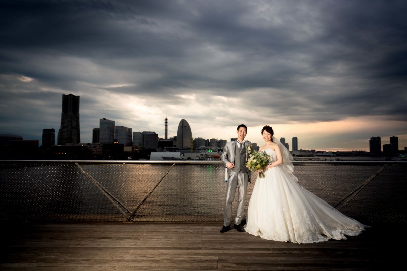 みなとみらいに沈む夕日