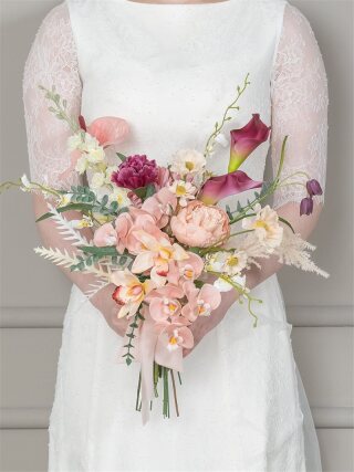 クラッチブーケ　ピンクバーガンディー