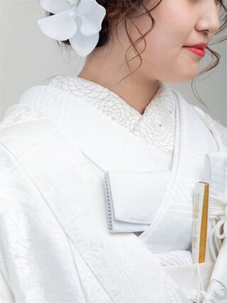 刺繍衿　白地　菊