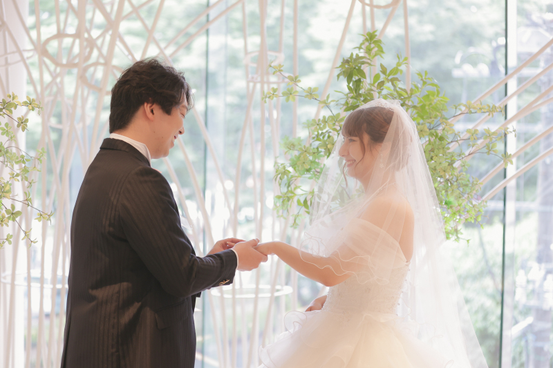 おひろめフォトでは、指輪の交換の演出もOK！
