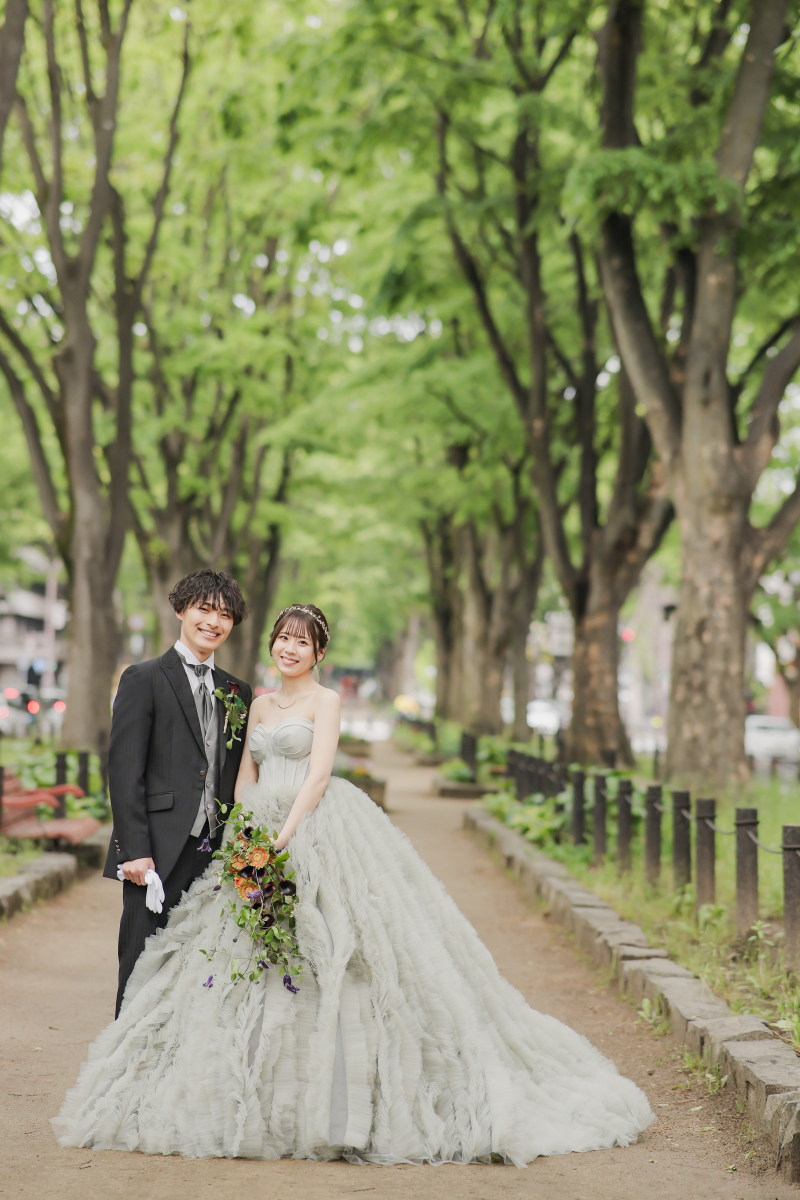 緑のケヤキ並木の時期におすすめ！チャペル＆定禅寺通りロケーション撮影プラン