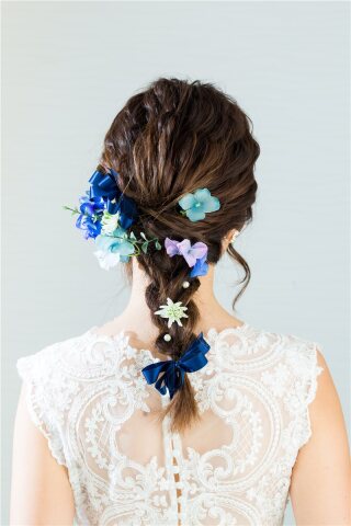 ヘッドアクセサリー（造花ﾊﾟｰﾂ(ﾌﾞﾙｰ) ）