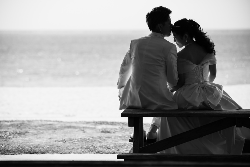 ベンチに腰掛け♡