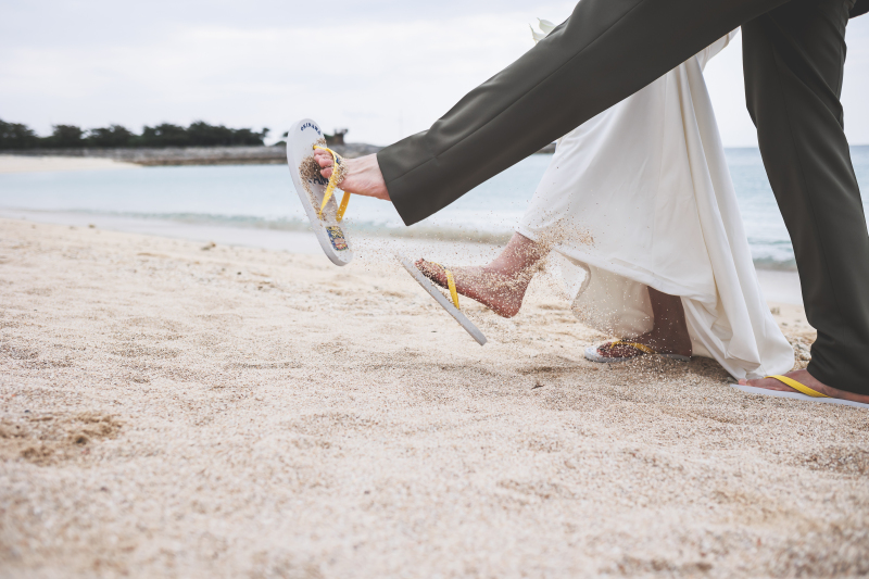 お揃いのビーチサンダル