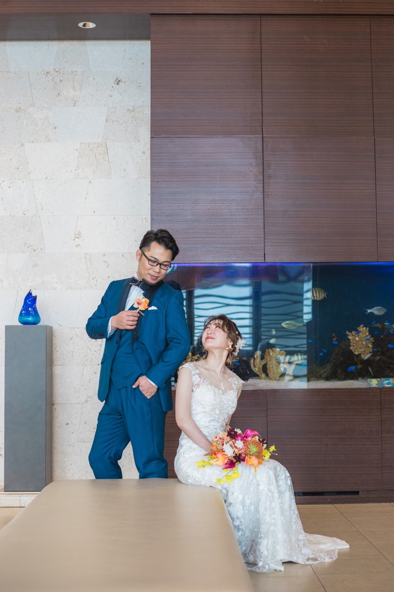 サザンビーチホテルの水槽前にて