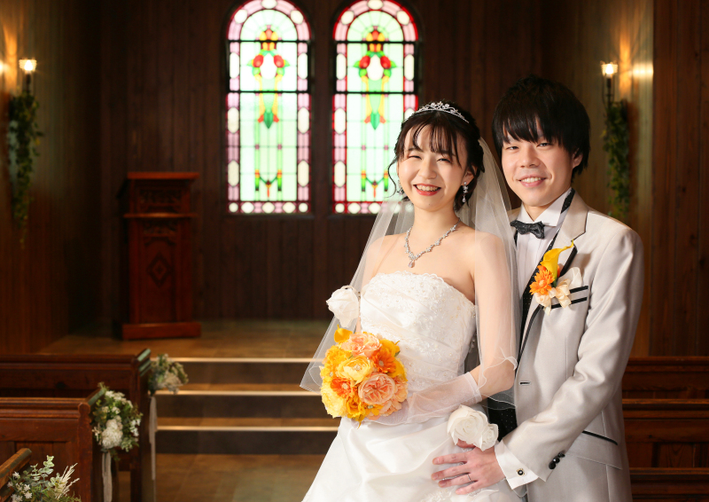 ステンドをバックに!