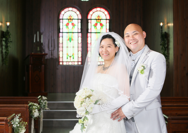 ステンドをバックに！