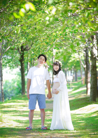 敷地内なので人目も気にせずマタニティフォトが撮れます