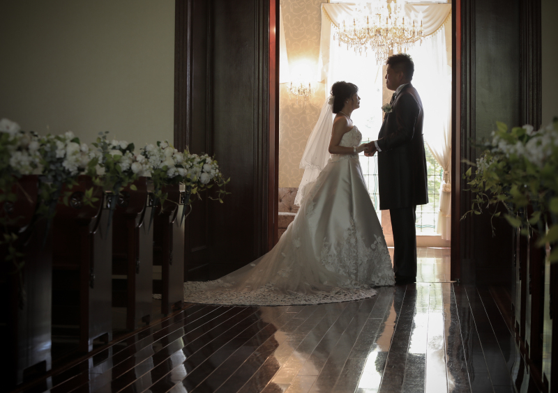 チャペルのロビーや出入り口でも