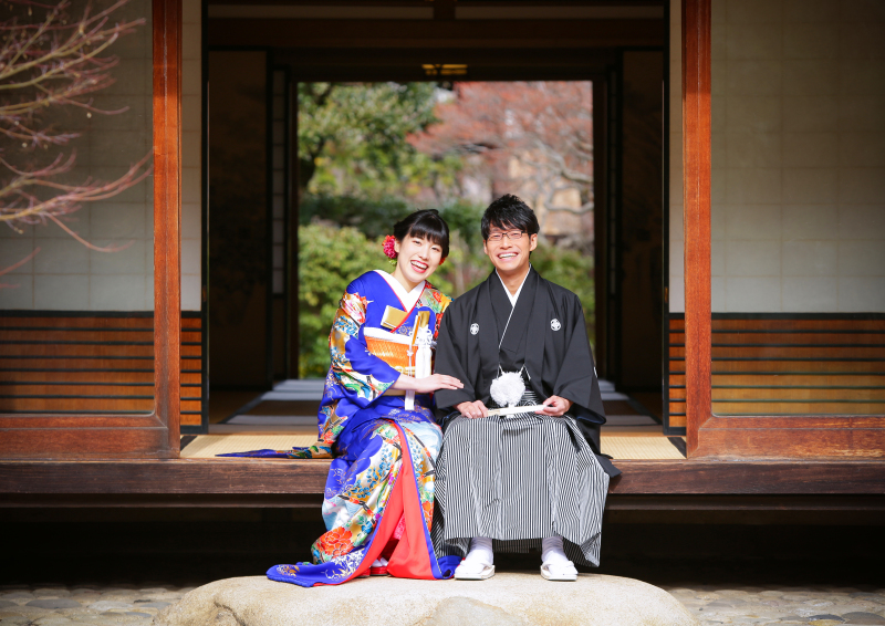 和&洋2着プラン 和装は引き振袖です。