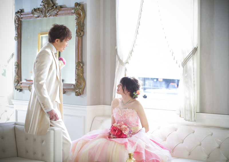 カラードレスにて撮影