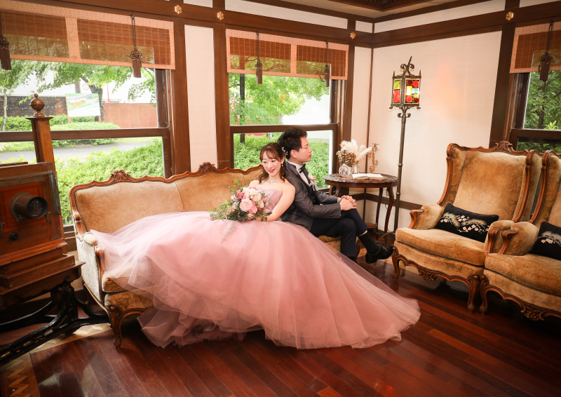 後藤別荘で座ったお写真も