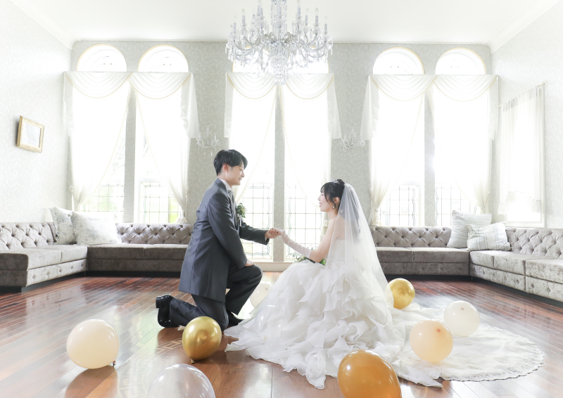 チャペル内でお持ち込みの風船と