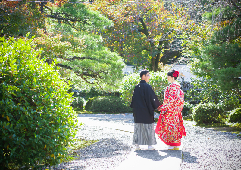 重要文化財の庭で