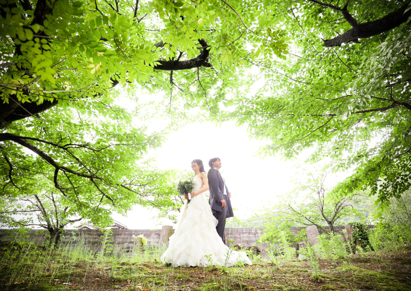 ドレスでも自然をたくさん入れたお写真を