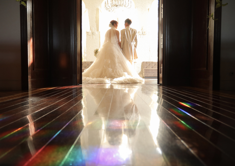 チャペル入り口で