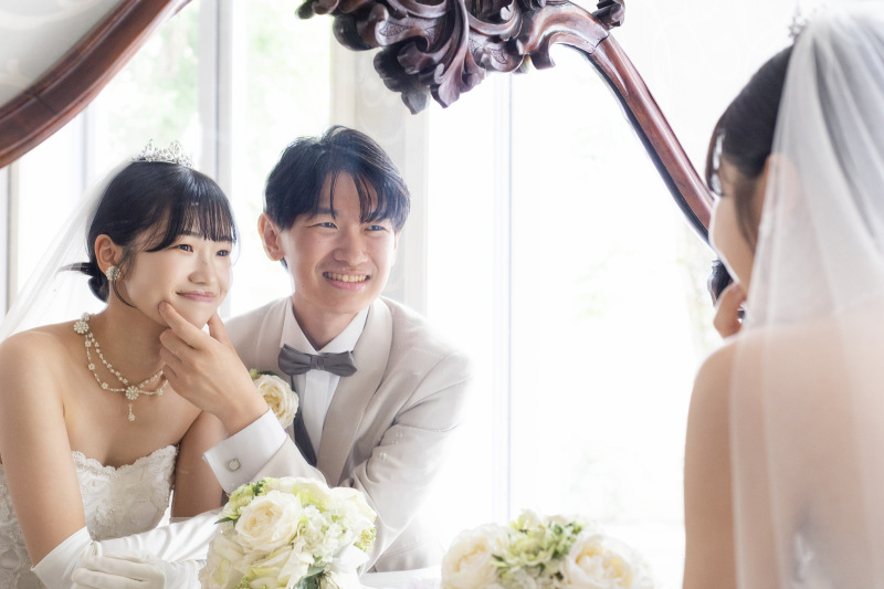 鏡越しショット