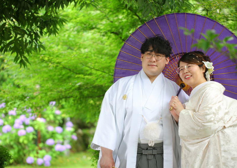 背景に紫陽花を入れたショットも♪