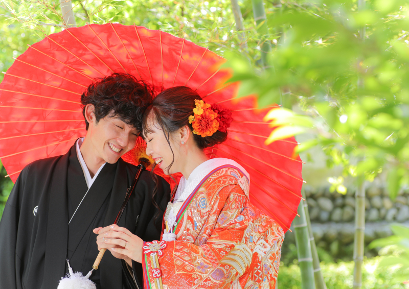 【洋装+和装ロケ】新緑のシーズンで叶えるナチュラルウェディングフォト