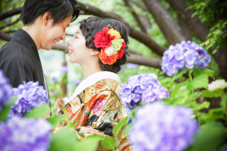 和装撮影が人気です！敷地内には紫陽花咲いてます！