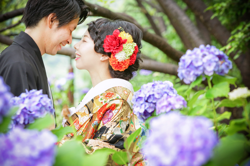 和装撮影が人気です!敷地内には紫陽花咲いてます!