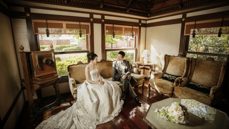 チャペルの待合室もモダンで豪華です。