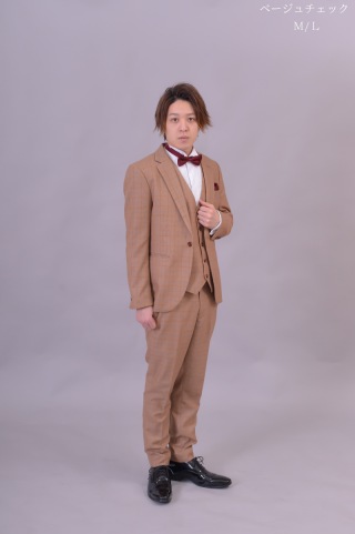 ベージュチェックスーツ12