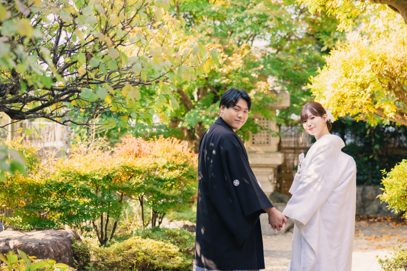 お庭に出て撮影