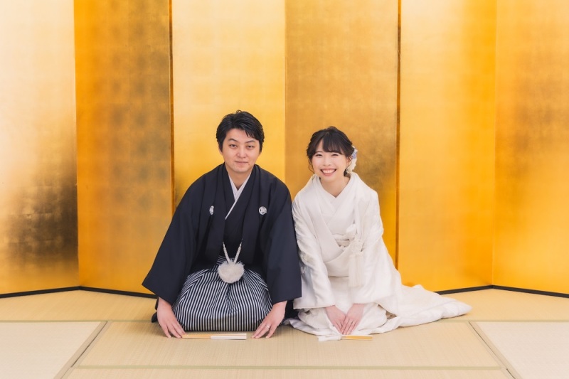 撮影のはじまりは金屏風