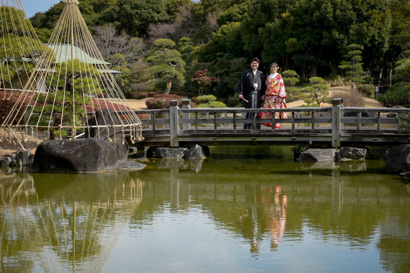 和装が合う太鼓橋
